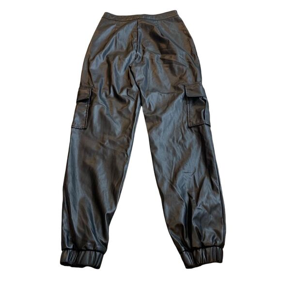 Blue Blush Women’s M High Waist Vegan Leather Jogger Pants Black‎ Party Baddie - Picture 8 of 11